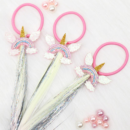 Kid Girl Unicorn Rainbow Hair Rings