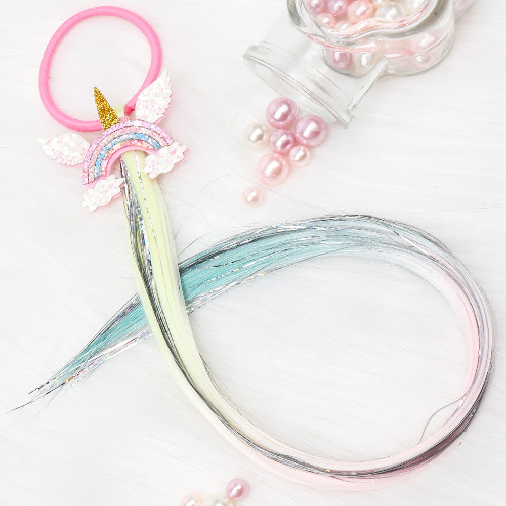 Kid Girl Unicorn Rainbow Hair Rings