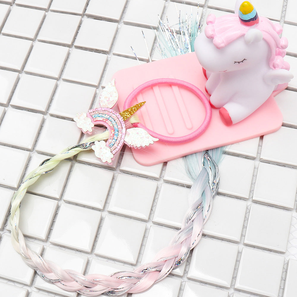 Kid Girl Unicorn Rainbow Hair Rings