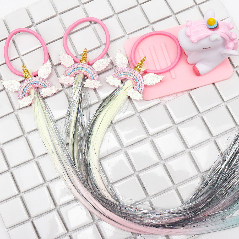 Kid Girl Unicorn Rainbow Hair Rings