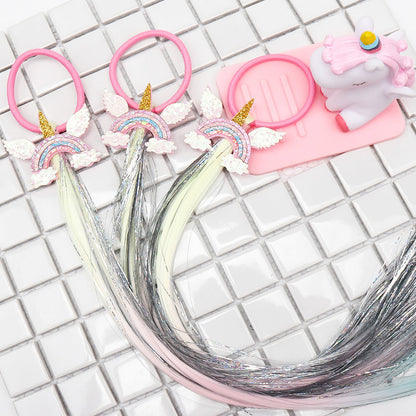 Kid Girl Unicorn Rainbow Hair Rings