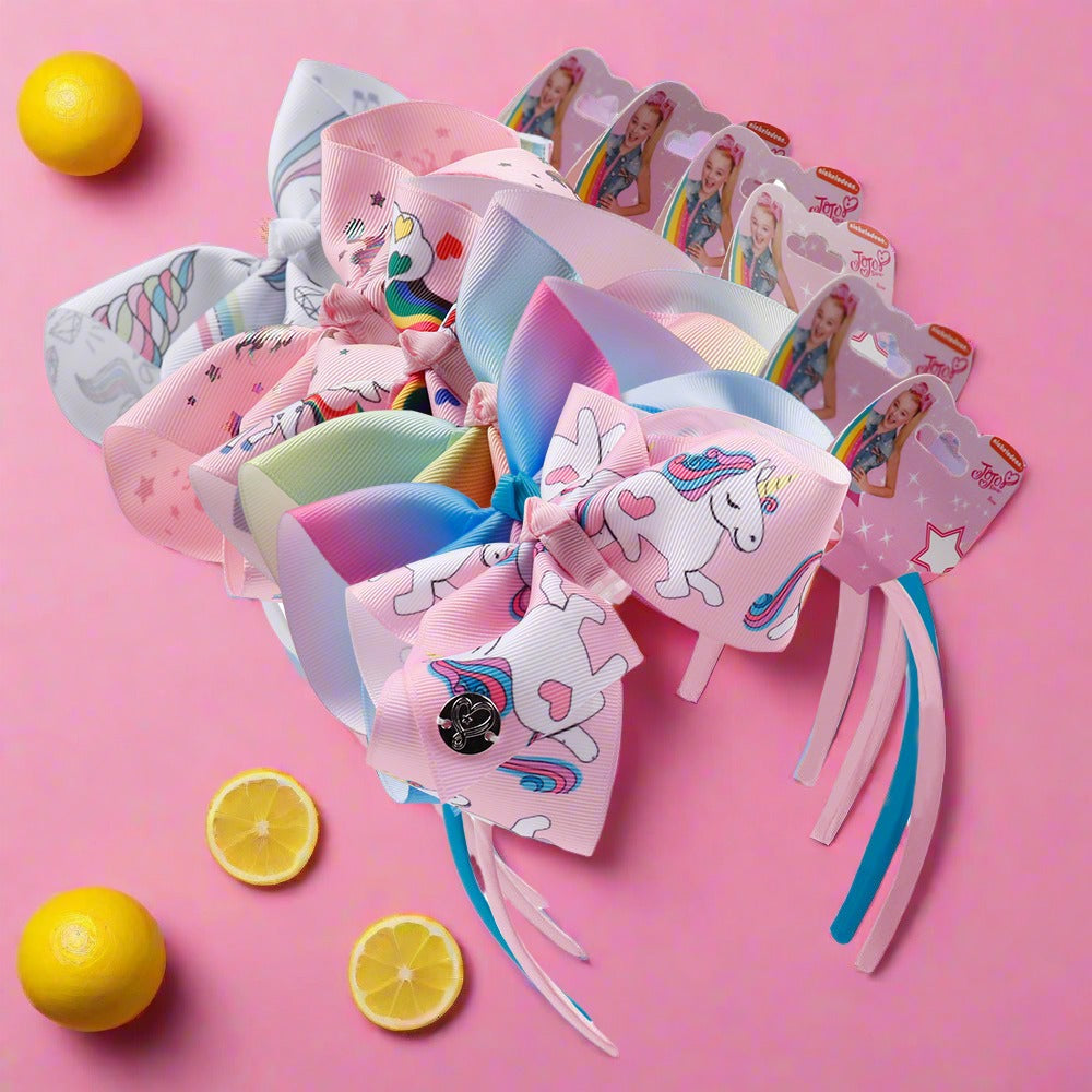 Kid Girl Unicorn Ribbon Bow Headbands