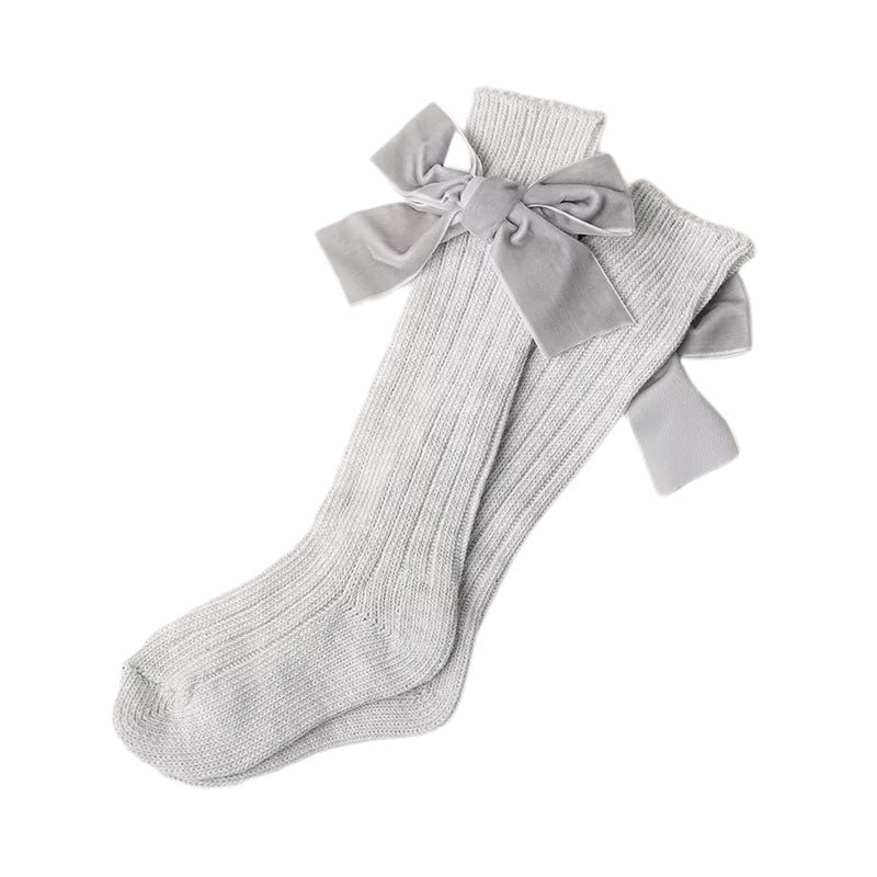 Kid Girl Velvet Bowknot High Top Socks