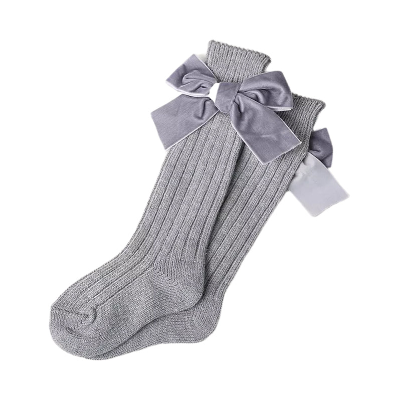 Kid Girl Velvet Bowknot High Top Socks