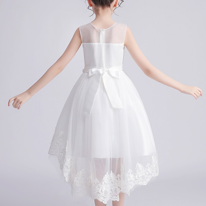 Elegant Lace Design Sleeveless Dove Tail Girls Party Dress