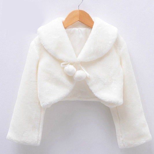Fleece Pompom Long Sleeves Bolero