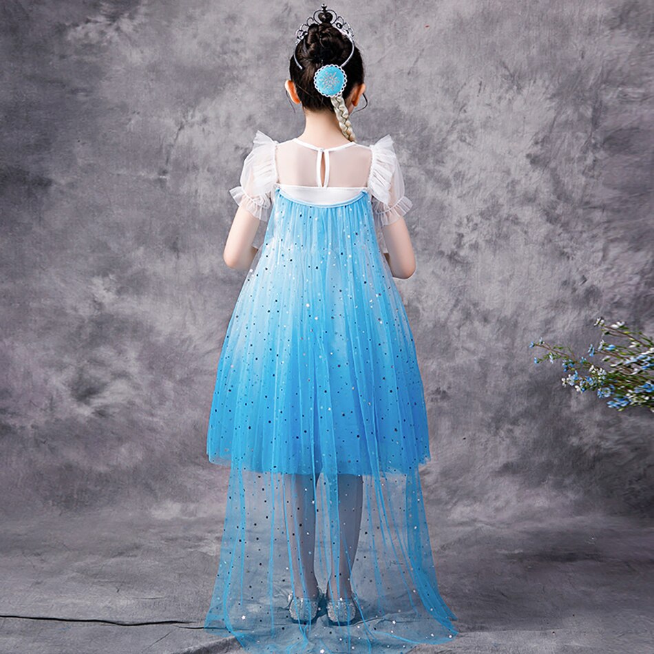 Sequin Design Puff Sleeves Snow Princess Costume Party Dress