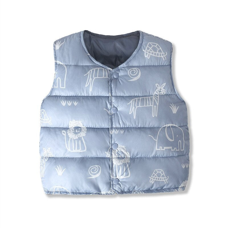 Pink Duck Pattern Baby Winter Parka Vest