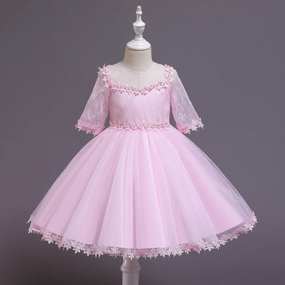 Pearl and Sequin Embroidery Top Princess Party Dress