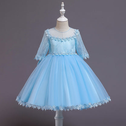 Pearl and Sequin Embroidery Top Princess Party Dress