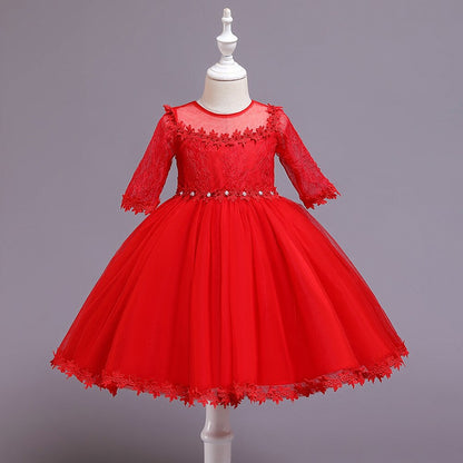 Pearl and Sequin Embroidery Top Princess Party Dress