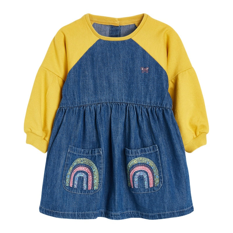 Rainbow Clouds Dotted Long Sleeve Top Dress