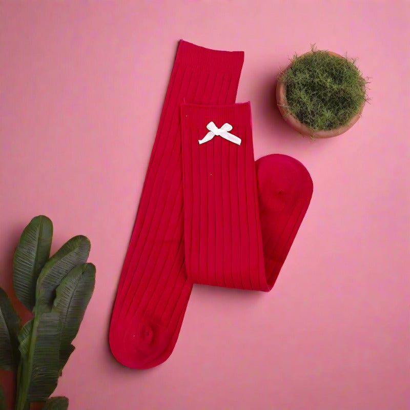 Little Girl Bow High Top Knit Socks