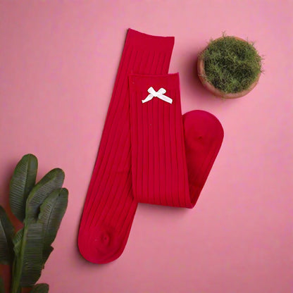 Little Girl Bow High Top Knit Socks