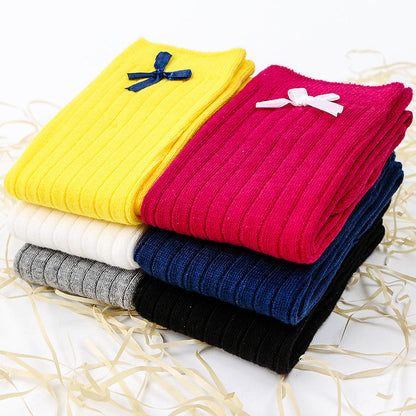Little Girl Bow High Top Knit Socks