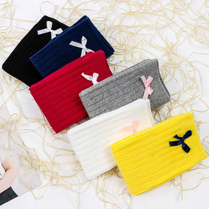 Little Girl Bow High Top Knit Socks