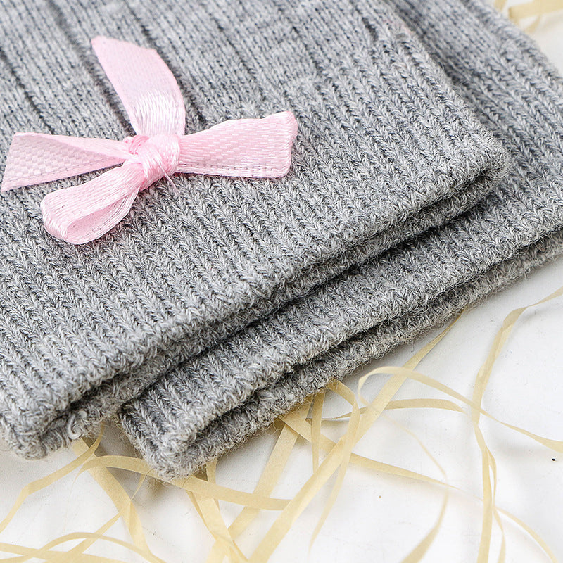 Little Girl Bow High Top Knit Socks