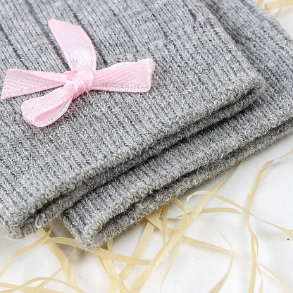 Little Girl Bow High Top Knit Socks