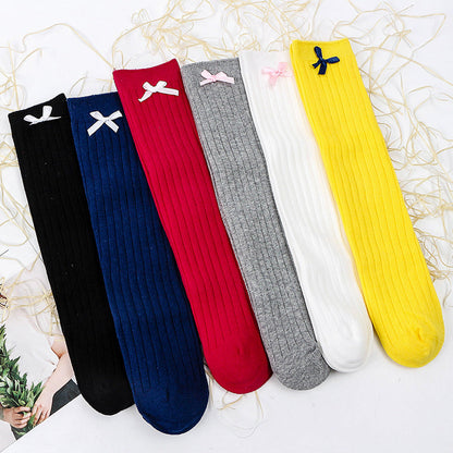 Little Girl Bow High Top Knit Socks