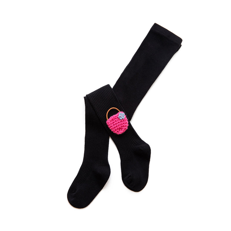 Little Girl Embroidered Flower Basket Pantyhose