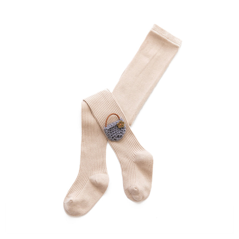 Little Girl Embroidered Flower Basket Pantyhose