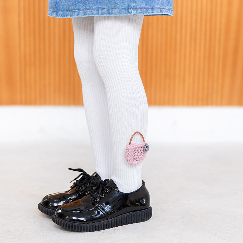 Little Girl Embroidered Flower Basket Pantyhose