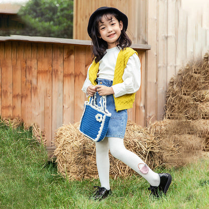 Little Girl Embroidered Flower Basket Pantyhose