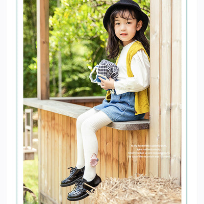 Little Girl Embroidered Flower Basket Pantyhose