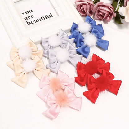 Little Girl Silk Pom Pom Hair Clip