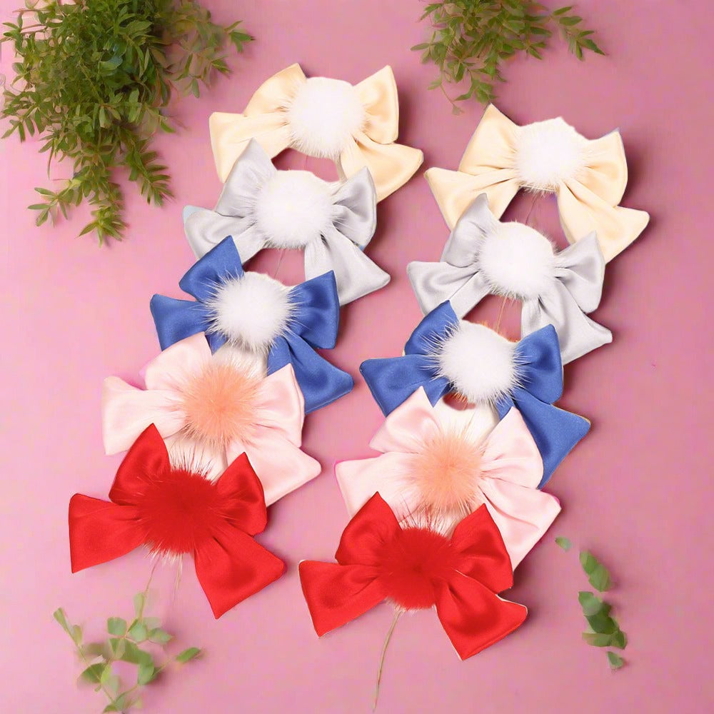 Little Girl Silk Pom Pom Hair Clip