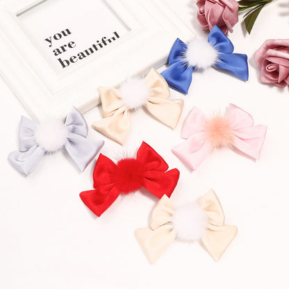 Little Girl Silk Pom Pom Hair Clip