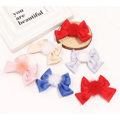 Little Girl Silk Pom Pom Hair Clip