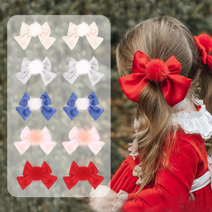 Little Girl Silk Pom Pom Hair Clip