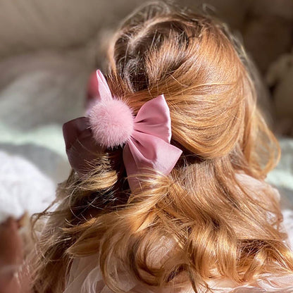 Little Girl Silk Pom Pom Hair Clip