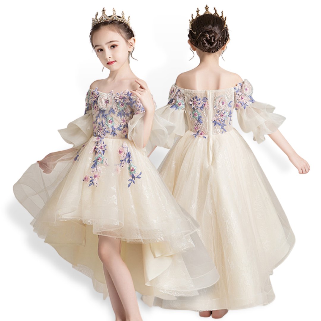 Off Shoulder Floral Design Elegant Formal Party Dress