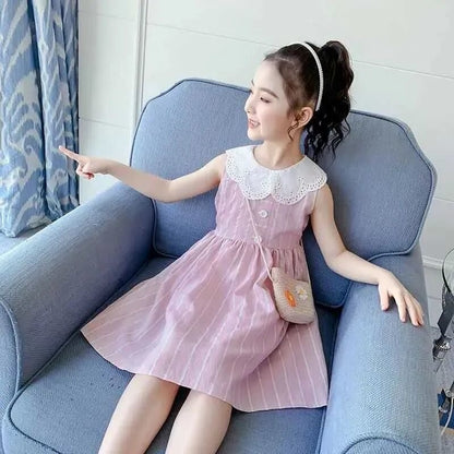 Girls Cheongsam Flower Bud Print Dress