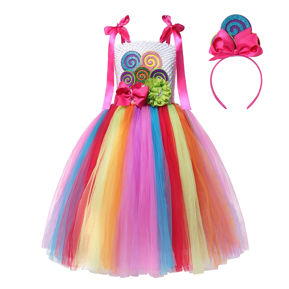 Halloween Rainbow Swirl Candy Party Dress