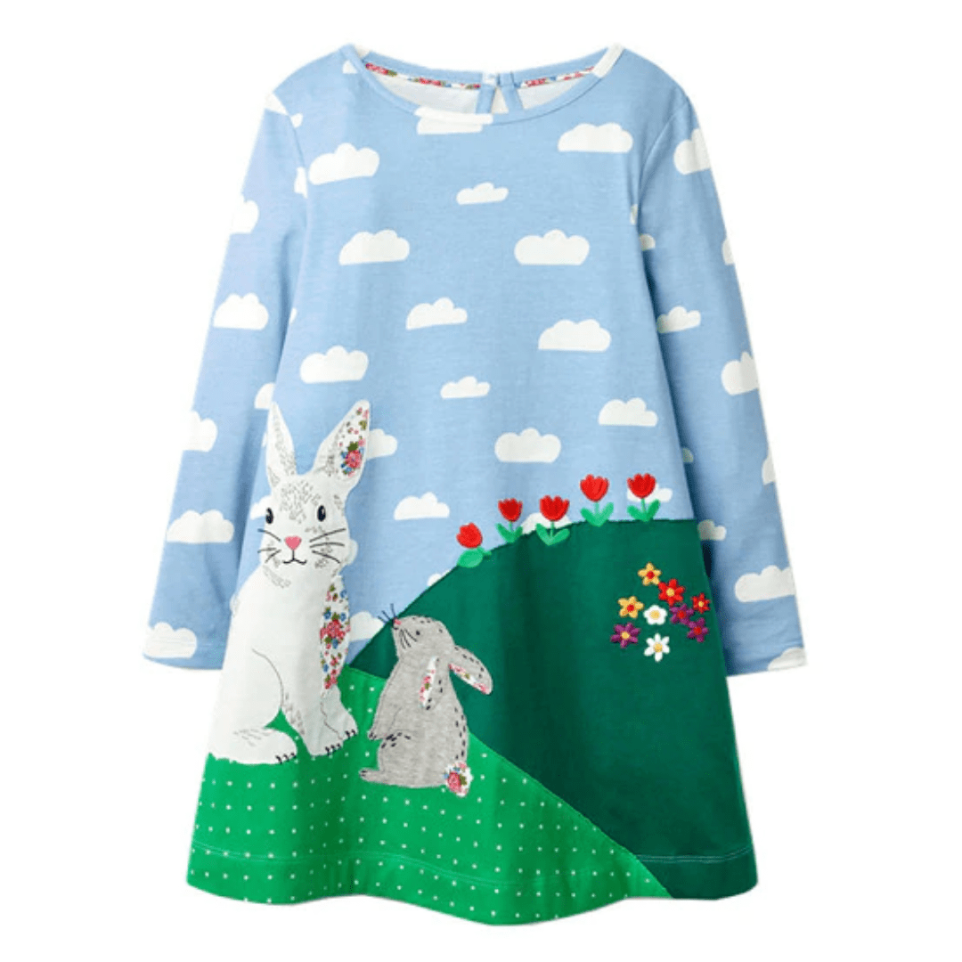 Rabbit Bunny Design Long Sleeve Top Dress