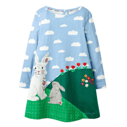 Rabbit Bunny Design Long Sleeve Top Dress