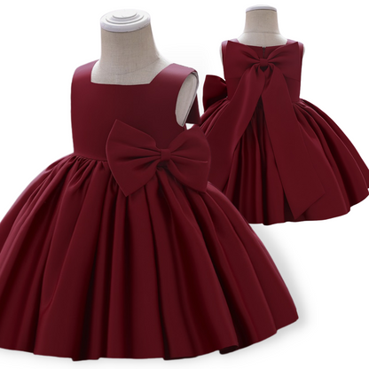 Big Bow Design Silky Baby Girls Sleeveless Party Dress