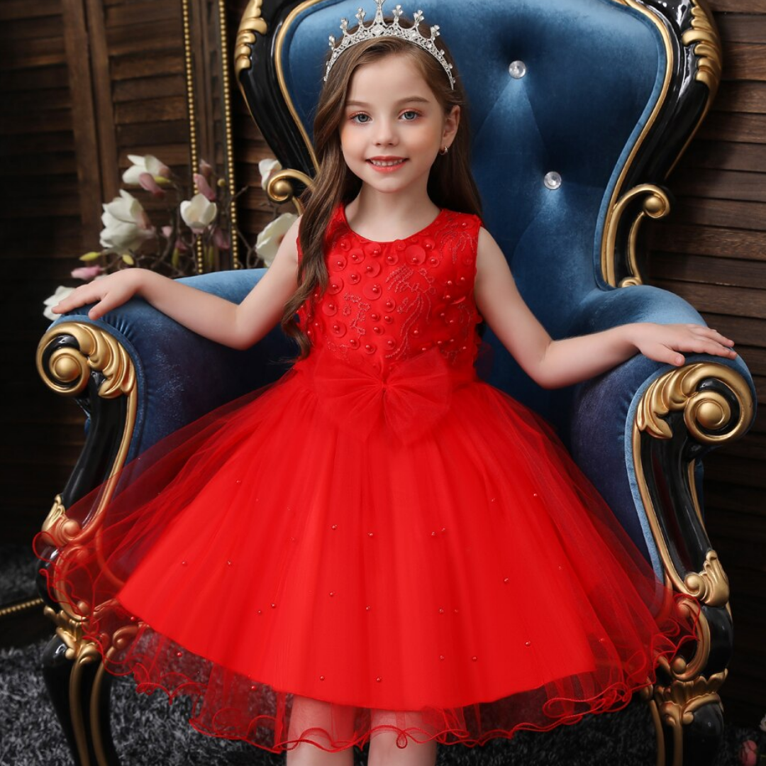 Multi Layer Mesh Beaded Top Wedding Flower Girl Party Dress