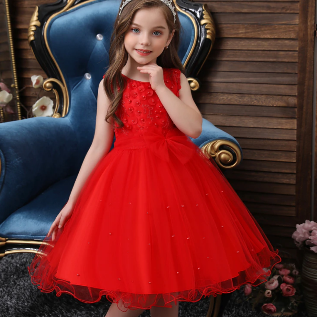 Multi Layer Mesh Beaded Top Wedding Flower Girl Party Dress