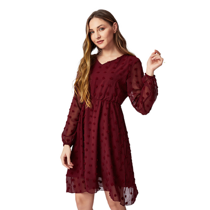 Dotted Texture See Through Sleeves Mommy and Me Dress