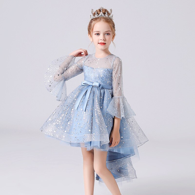 Rose Patch Floral Printed Girls Fashion Party Dress