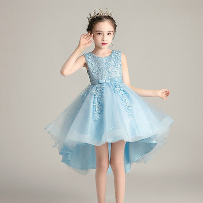 Rose Patch Floral Printed Girls Fashion Party Dress