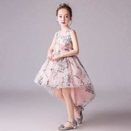 Rose Patch Floral Printed Girls Fashion Party Dress