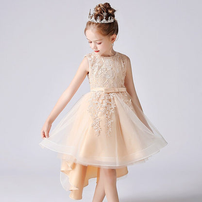 Rose Patch Floral Printed Girls Fashion Party Dress