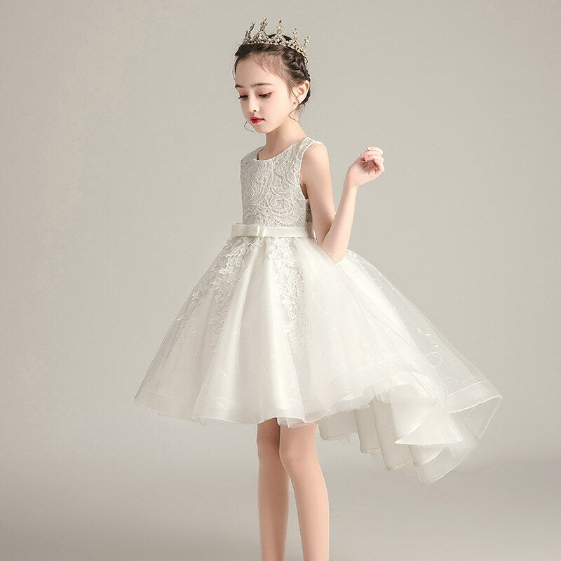 Rose Patch Floral Printed Girls Fashion Party Dress
