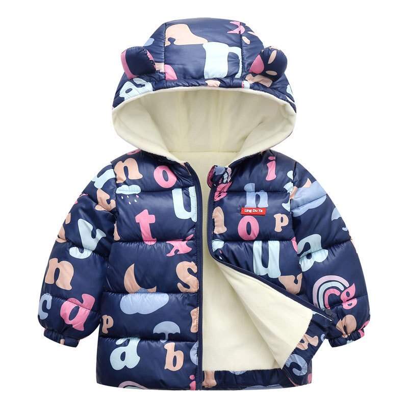 Excavator Toon Pattern Hooded Parka Jacket