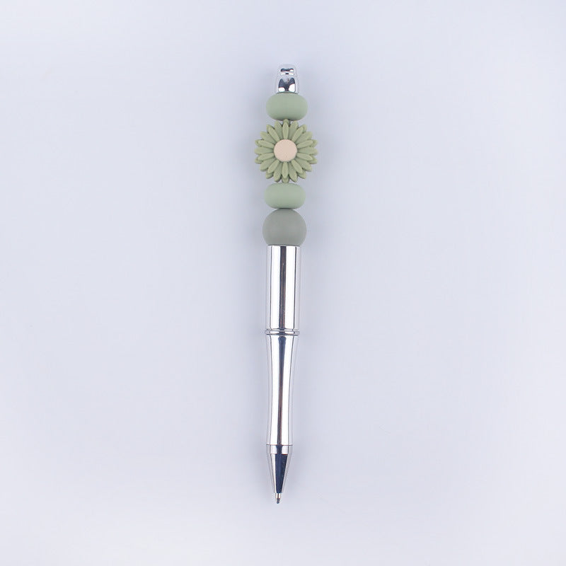 Beadable Pens Handmade Daisy Silicone Beaded Ballpoint Pen